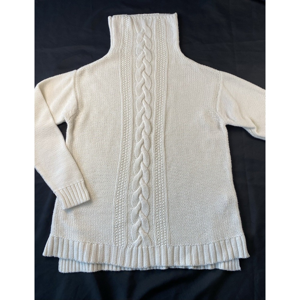 Chaps Women's Petite XL Cable Knit‎ Turtleneck Sweater Cream Ivory Off-White